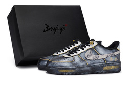 Кроссовки для скейтбординга Air Force 1 унисекс, низкие, серебристо-золотые Nike, Black Gold cw2288-001(team80-男女前程巳锦s-box） | black gold