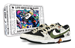 Nike Кроссовки для скейтбординга Dunk с противоскользящим покрытием, износостойкие, унисекс, черные, белые, зеленые hv1800-101(team257-莲雾蛇影r-box) | black white green