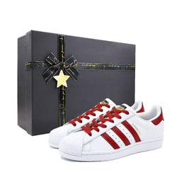 Adidas Кроссовки для скейтбординга SUPERSTAR Legend Red Letter Love, устойчивые к скольжению, низкие, унисекс, белые и красные eg4958(team867-红笺传情星愿sbox) | white red