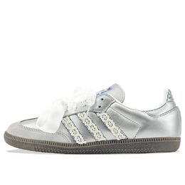Adidas Кроссовки для скейтбординга SAMBA OG Silver Wings Sweetheart с антискользящим покрытием, износостойкие, унисекс, серебристые b75806（team877-银翼甜心） | silver
