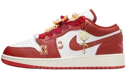 Jordan Баскетбольные кроссовки Air 1 Low Top Vintage женские, белые, красные fj3465-160 (team拾玖-花好月圆) | white red