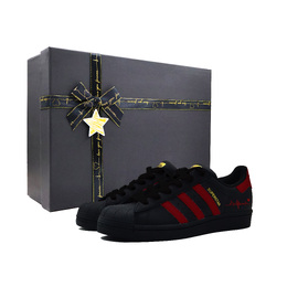Adidas Кроссовки для скейтбординга SUPERSTAR Heartbeat Of Protection, противоскользящие, износостойкие, низкие, унисекс, черные, красные eg4959(team867-心动守护sbox) | black red