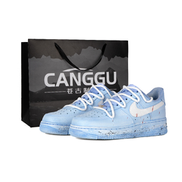 Nike Кроссовки Air Force 1 с антискользящим покрытием, износостойкие, низкие, для скейтбординга, унисекс, синие cw2288-111(team419-暴雪将至s-box） | blue