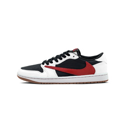 Jordan Баскетбольные кроссовки Travis Scott x Air 1 Low Top Vintage Unisex Black White Red dz4137-700（team肆叁柒-白黑红倒钩） | black white red