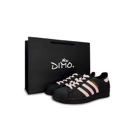 Adidas Кроссовки для скейтбординга Superstar, унисекс, низкие, черные/розовые eg4959(team924-渐变甜桃sbox） | black pink