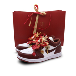 Jordan Баскетбольные кроссовки Air 1 Starry Sky Love 2.0 с сумкой-шоппером, легкие, низкие, винтажные, унисекс, красные, белые hd3188-102（team609-星空之恋2.0礼袋） | red white