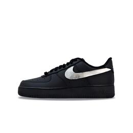 Nike Кроссовки Air Force 1 Mirror Finish Silver Groove с антискользящим покрытием, износостойкие, низкие, для скейтбординга, унисекс, черные, серебристые cw2288-001（team924-镜面银沟） | black silver