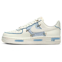Nike Кроссовки Air Force 1 для скейтбординга, износостойкие, женские, белые, синие fv3654-111(team1042-夏日梦语) | white blue