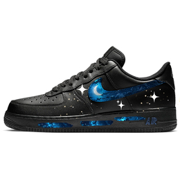 Nike Кроссовки Air Force 1 темно-синие, аквамарин, звездное небо, противоскользящие, с низким верхом, для скейтбординга, унисекс, черные cw2288-001(team366-月色星空) | black
