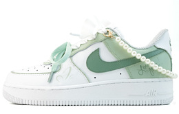 Nike Легкие и дышащие низкие кроссовки для скейтбординга Air Force 1 женские, белые, зеленые cw2288-111（team973-3绿油果奶昔） | white green