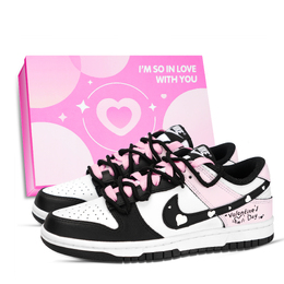 Nike Кроссовки для скейтбординга Dunk Anti Slip, износостойкие, низкие, унисекс, черные, белые, розовые dd1391-100（team883- valenti鞋盒） | black white pink