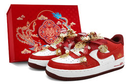 Nike Кроссовки для скейтбординга Air Force 1 Low Top, унисекс, ярко-красные hm9483-100(team943-鎏金龍凤sbox） | true red