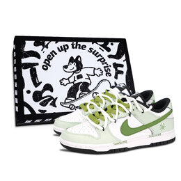 Nike Кроссовки для скейтбординга Dunk Black White, Spring Sunlight, устойчивые к скольжению, унисекс, светло-зеленые dd1391-100（team883-春日阳光男鞋盒） | light green
