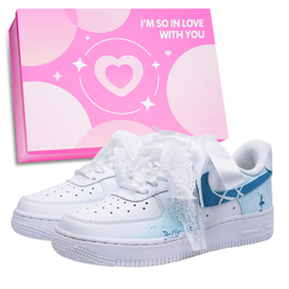 Nike Кроссовки Air Force 1 Low Top для скейтбординга, унисекс, небесно-голубые dd8959-100（team969 巴黎舞会 box 2） | sky blue