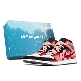 Jordan Баскетбольные кроссовки Air 1 Joy Lemon, износостойкие, среднего размера, винтажные, унисекс, черно-красные dq8426-001(team399-猩红陷阱s-box) | black red
