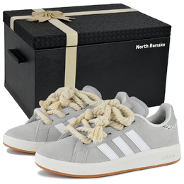 Adidas Кроссовки для скейтбординга Grand Court Base 00-х годов, серые, винтажные, пыльные, низкие, унисекс, серо-белые ih6185(team96-灰古朵s-box) | gray bud-high-end gift box