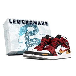 Jordan Баскетбольные кроссовки Air 1 Joy Lemon, износостойкие, нескользящие, винтажные, среднего размера, унисекс, черно-красные dq8426-001(team399-蛇舞飞翔s-box) | black red
