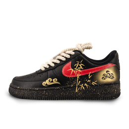 Nike Кроссовки для скейтбординга Air Force 1 женские, низкие, черные/золотые/красные dd8959-001(team618 金竹报瑞 ) | black red gold