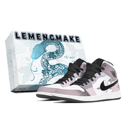 Jordan Баскетбольные кроссовки Air 1 Joy Lemon, износостойкие, нескользящие, винтажные, среднего размера, унисекс, фиолетовые dq8426-001(team399-紫魅蛇形s-box) | purple
