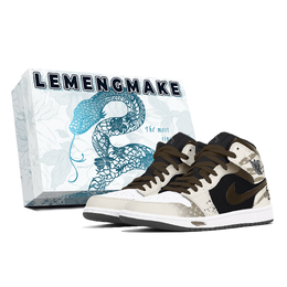 Jordan Баскетбольные кроссовки Air 1 Joy Lemon, износостойкие, нескользящие, винтажные, среднего размера, унисекс, черно-коричневые dq8426-001(team399-影见蛇形s-box) | black brown