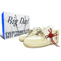 Nike Кроссовки для скейтбординга Air Force 1 с противоскользящим покрытием, износостойкие, женские, белые, коричневые hv5990-172（team187-可爱小蛇蛇） | white brown
