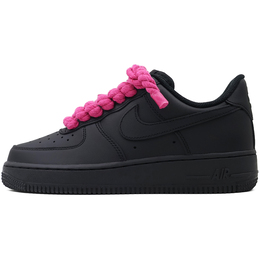 Nike Кроссовки Air Force 1 с низким верхом, устойчивые к истиранию, унисекс, черные cw2288-001(team91-空军黑武士 玫红麻绳） | black