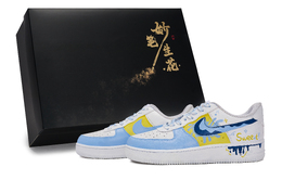 Nike Кроссовки Air Force 1 Wondrous Brush Blossoms, Sea Salt Smoothie Low Top для скейтбординга, унисекс, белые, синие, желтые cw2288-111(team171-海盐冰沙s-box) | white blue yellow
