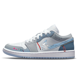Jordan Баскетбольные кроссовки Air 1 Low Top Vintage, женские, серые, белые, синие dc0774-105(team1042-海韵沁凉) | gray white blue