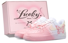 Nike Кроссовки Air Force 1 Pink Butterfly Love Words с низким верхом, нескользящие, износостойкие, женские, розовые dd8959-100（team686-粉蝶恋语） | pink (pink box)