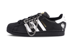 Adidas SUPERSTAR противоскользящие износостойкие низкие кроссовки для скейтбординга унисекс, черные, белые eg4959(team886-黑白笑脸) | black white