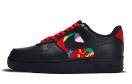 Nike Кроссовки для скейтбординга Air Force 1, унисекс, низкие, красные, желтые, зеленые cw2288-001(team171-男女同款东北大花) | black red yellow green