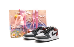Jordan Кроссовки Air 1 Low Top для скейтбординга унисекс серые красные белые 553558-152（team1098-灰红白sbox） | gray red white