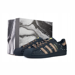 Adidas Низкие противоскользящие износостойкие кроссовки для скейтбординга SUPERSTAR унисекс, черно-коричневые eg4959（team849-雪地迷棕box） | black brown