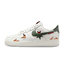 Nike Кроссовки для скейтбординга Air Force 1 с противоскользящим износостойким верхом, унисекс, белые, зеленые hv5979-130(team579-不规则图形) | white green