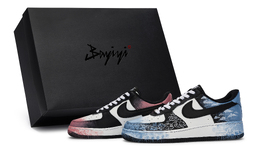 Nike Кроссовки для скейтбординга Air Force 1, унисекс, низкие, синие/розовые dv0788-001(team80-男女云霞漫天s-box) | black