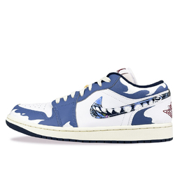 Jordan Баскетбольные кроссовки Air 1 Vintage, унисекс, низкие, белые/синие hm3711-144(team877-靛蓝幻羽) | blue white