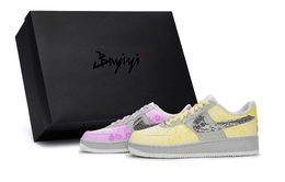 Nike Кроссовки для скейтбординга Air Force 1 унисекс, низкие, белые/желтые/розовые cw2288-111(team80-蓝风金语黄粉s-box) | white yellow pink