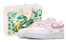 Nike Кроссовки Air Force 1 с противоскользящим износостойким низким верхом для скейтборда, унисекс, розовые cw2288-111(team369-春日少女2box) | pink