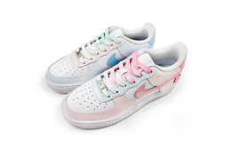 Nike Кроссовки Air Force 1 REGO Hot Dog, Hugging Bear Low Top для скейтбординга унисекс, белые, розовые, синие cw2288-111(team1189-男女款抱抱小熊) | white pink blue