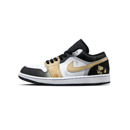 Jordan Баскетбольные кроссовки Air 1 Vintage, женские, низкие, черные, белые, желтые dc0774-101（team839-女款三味真火） | black white yellow