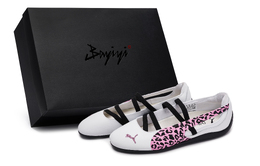Puma Низкие повседневные кроссовки Speedcat женские, черные, белые, розовые 403587-01(team80-女款豹纹甜心s-box) | black white pink