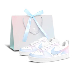 Nike Кроссовки Court Borough Blue Pink Glaze, износостойкие, с низким верхом, для скейтбординга, женские, сине-розовые bq5448-100（team795-蓝粉琉璃礼袋） | blue pink