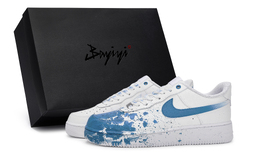 Nike Кроссовки для скейтбординга Air Force 1 с противоскользящим износостойким верхом, унисекс, белые, синие cw2288-111(team80-浮潜现场鸳鸯s-box) | white blue