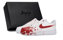 Nike Кроссовки для скейтбординга Air Force 1 с противоскользящим износостойким верхом, унисекс, белые, красные cw2288-111(team80-案发现场鸳鸯s-box) | white red
