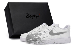 Nike Кроссовки для скейтбординга Air Force 1 с противоскользящим износостойким верхом, унисекс, белые, серые cw2288-111(team80-追忆现场鸳鸯s-box) | white gray