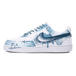 Nike Кроссовки Court Vision 1 Blue Enzyme Experiment с антискользящим покрытием, износостойкие, низкие, для скейтбординга, унисекс, сине-белые dh2987-101(team488-蓝酶实验) | blue white