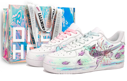 Nike Кроссовки Air Force 1 с антискользящим износостойким низким верхом для скейтборда унисекс, цвет "синий морской" cw2288-111(team400-莲韵流光男女款青) | jade sea green (laser shopping bag)
