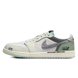 Jordan Баскетбольные кроссовки Air 1 Low Top Vintage унисекс бежево-бело-зеленого цвета hf3144-100(team10-君如玉) | beige white green