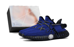 Низкие повседневные кроссовки Yeezy Boost 350 V2, унисекс, черные Adidas, Black (Box) hq4540(team1271-蓝黑笑脸s-box） | black (box)
