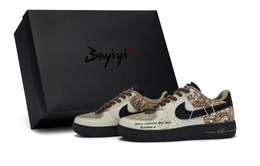 Nike Кроссовки для скейтборда Air Force 1 с противоскользящим покрытием, износостойкие, женские, черные fj7409-200(team80-女款咖啡信箴s-box) | black